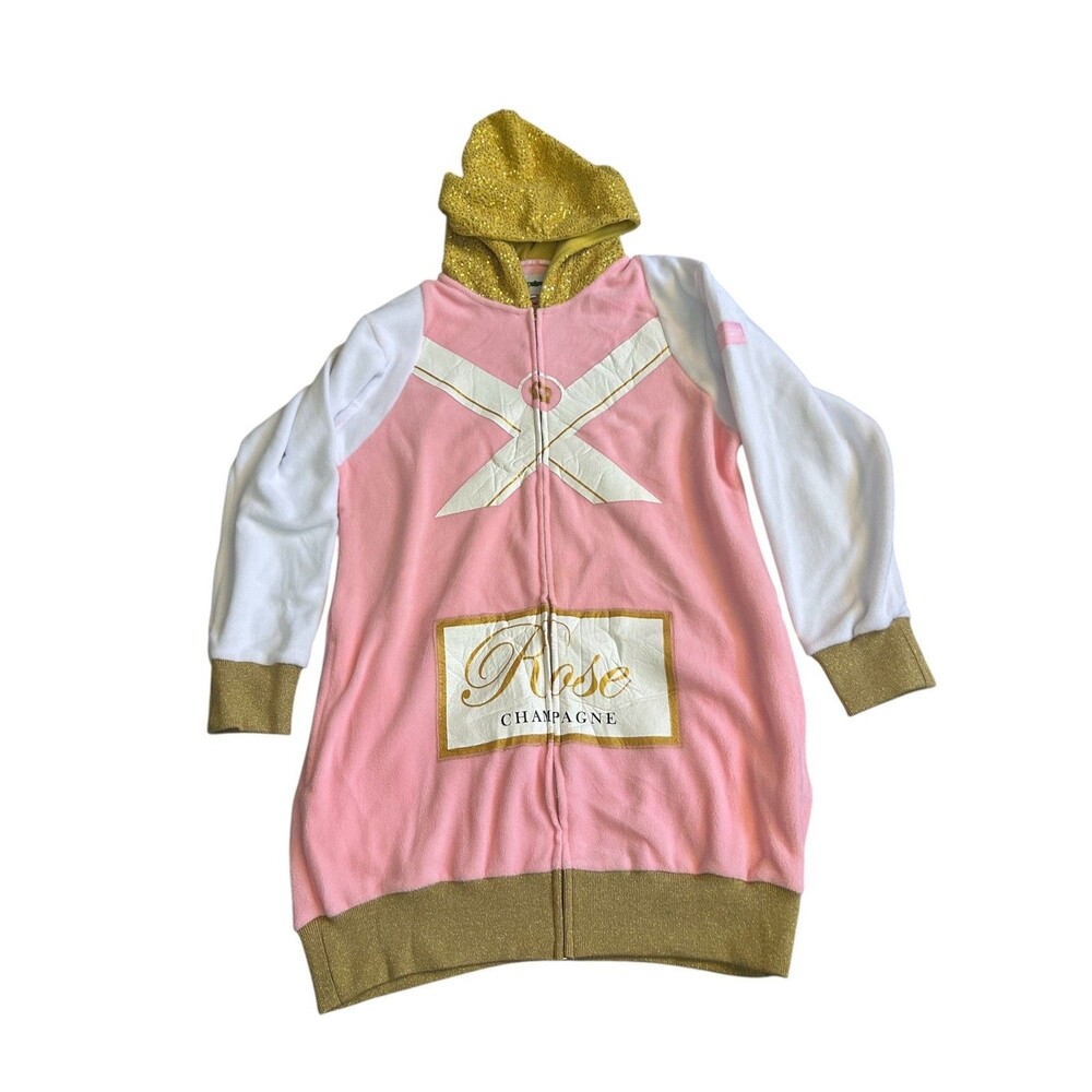 Tipsy Elves Rose Champagne Bottle Costume Hoodie Dress Zip Up Size 3XL